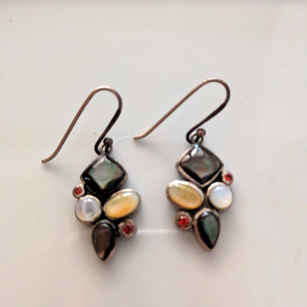 Sterling Silver Multiple Genuine Crystals/Gemstones.  From Thailand.
